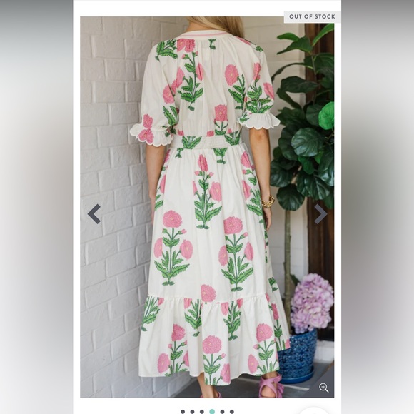 Umgee White Maxi Dress with Pink Floral Print - Picture 5 of 12